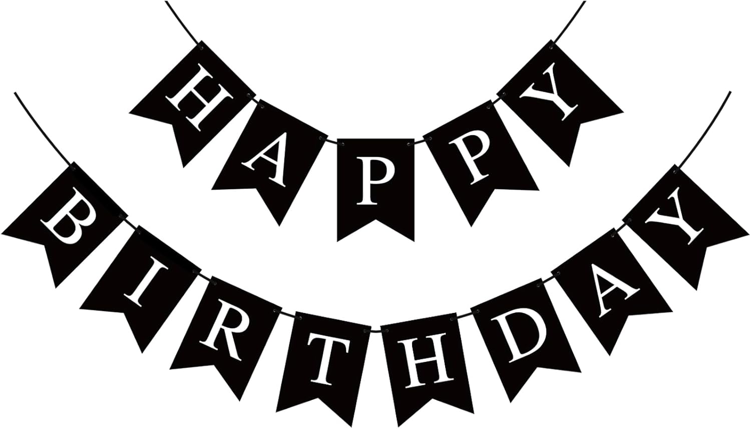 Hooqict Black Happy Birthday Banner for Men and Women Party Decorations