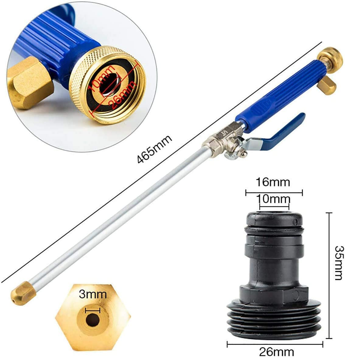 High Pressure Power Washer Wand, Hydro Jet Water Hose Nozzle,Watering Sprayer... - Picture 4 of 14