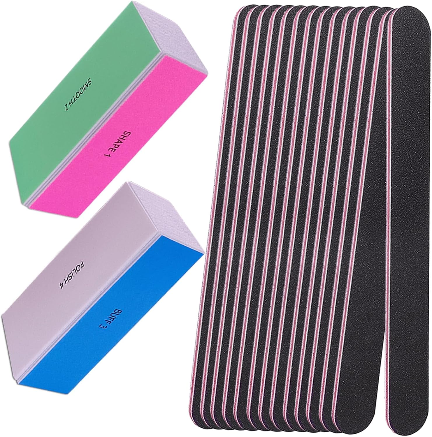 Nail File and Buffer Set, 4 Way Nail Buffers Shine Kit Professional Nail Files 