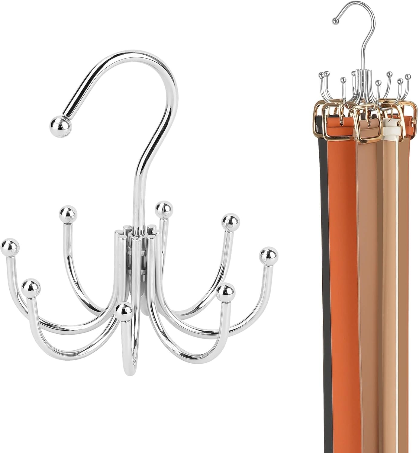 Belt Hanger, Belt Organizer for Closet, Keeping Belts Visible and in Good Condition, Hanging Tie Rack Holder, Closet Organizers and Storage, Silver