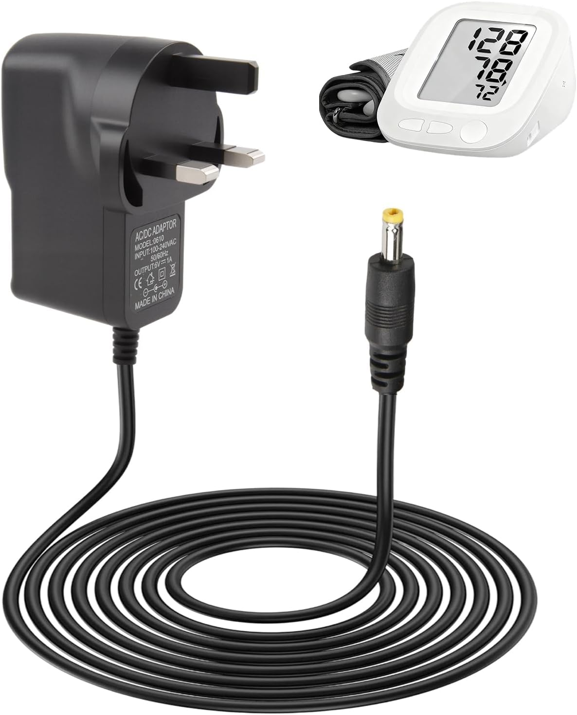 6V Charger for Omron Blood Pressure Monitor, Power Supply Adapter | for M2 Basic M3 M4 M6 M7 X3 Comfort X2 Basic X2 X4 X7 Smart（Hhp-Bfh01）, UK Charger Power M7 Intelli IT, M3 Comfort, RS1, RS2