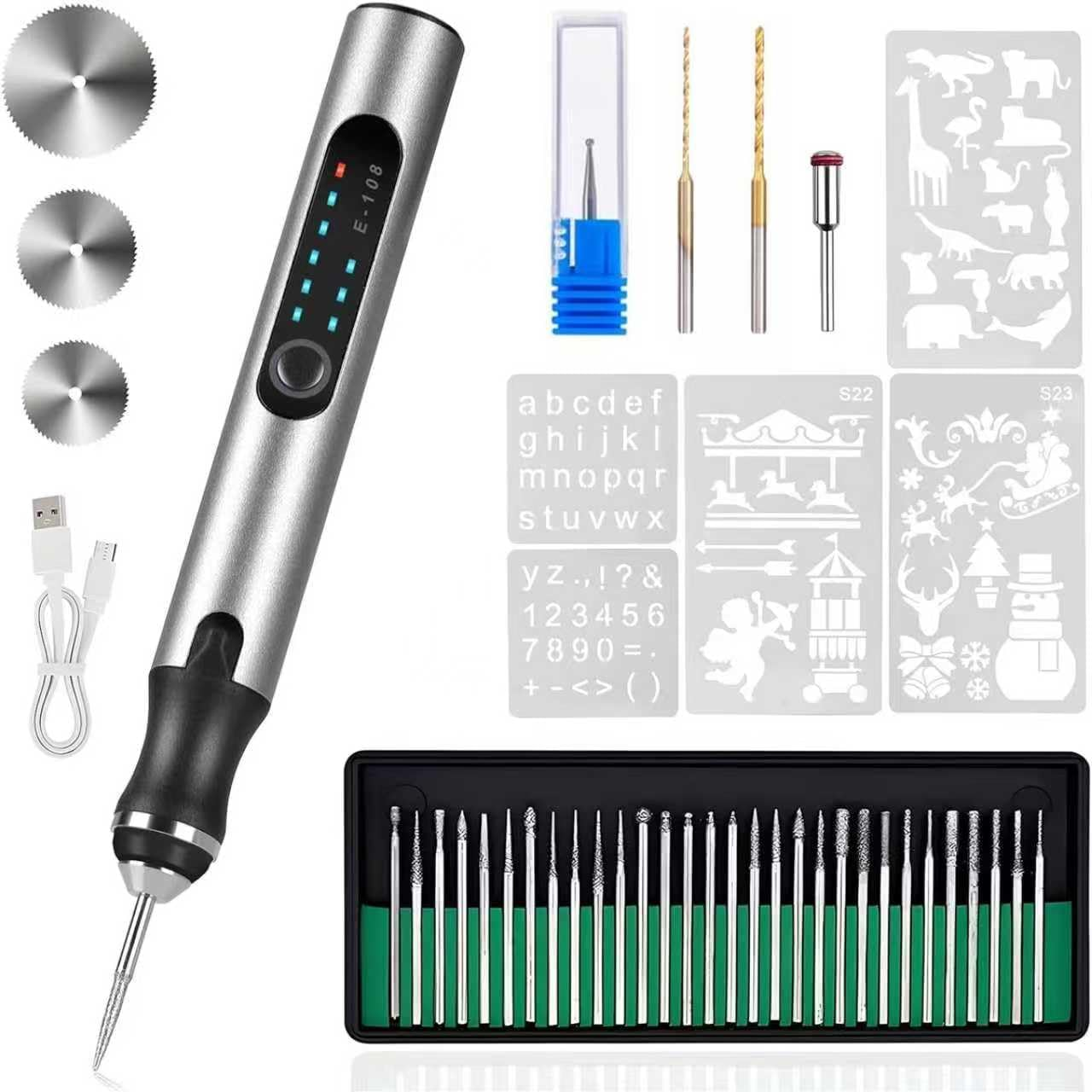 Engraving Pen Kit,3 Speed USB Rechargeable,Mini Electric Engraver with 35 Bits, Cordless Rotary Tool for DIY Etching on Wood,Metal,Jewelry, Glass, Stone,Plastic