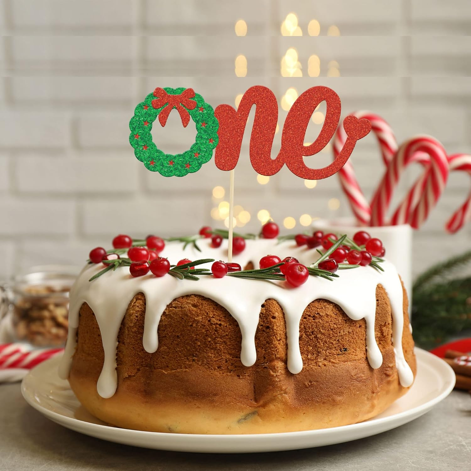 Gyufise 1 Pack Christmas Wreath One Cake Topper Red Green Merry Christmas Cak... - Picture 7 of 32