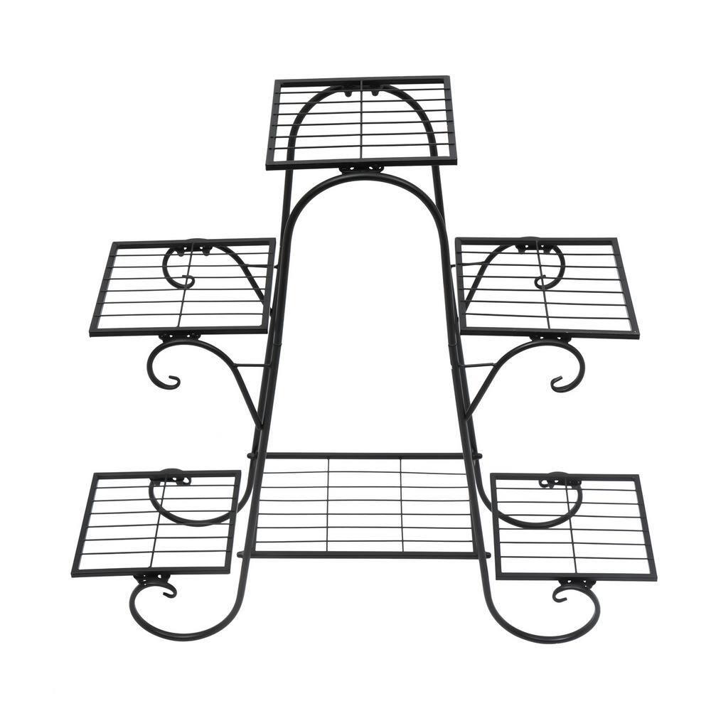 28.34 In. Tall Indoor/Outdoor Black Metal Plant Stand (6-Tiered) Kits and Accessories