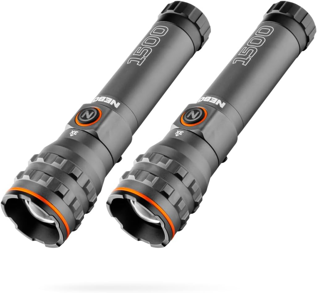 NEBO Davinci 1500 Lumen 2 Pack USB-C Rechargeable EDC Flashlight IPX7 Zoom