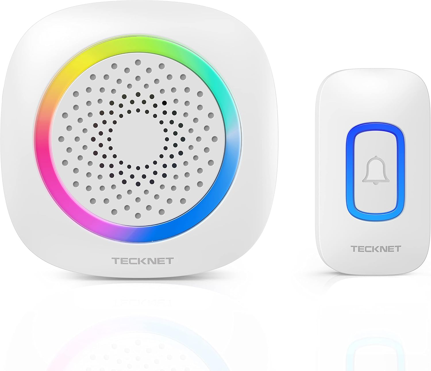 Wireless Doorbell, Portable Doorbell with RGB Light, Battery Powered IP66 Waterproof Cordless Door Chime Kit, 1300 ft Wireless Range, 60 Chimes & 5 Level Volume