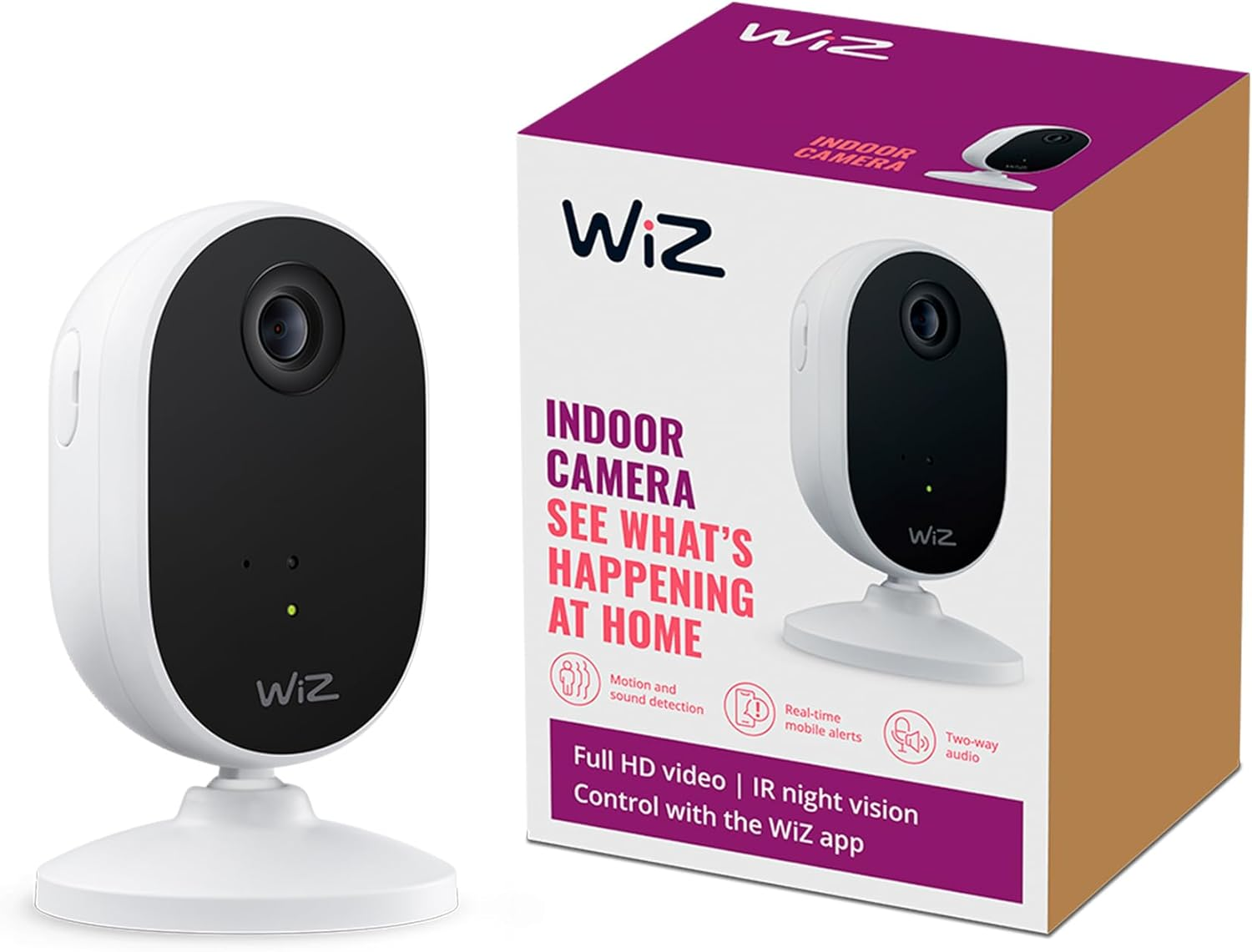 Wiz Connected Indoor Security Camera - Wifi Enabled, App Controlled - Part of the Smart Lighting System, White