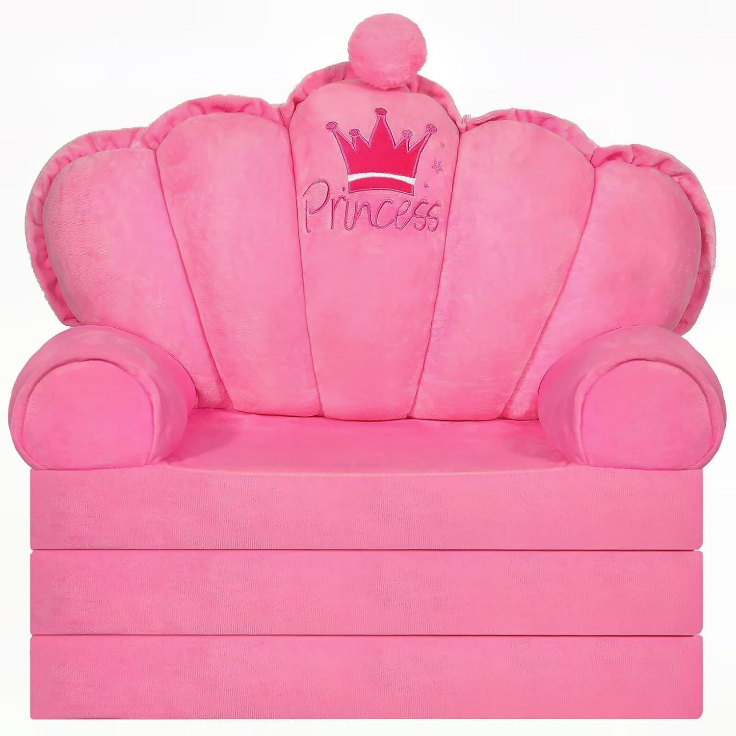 Pink Toddler Chair Kids Sofa Lounger Toddler Bed Couch for Seating,Soft Princess Comfy Foldable Kids Couch Fold Out for Toddlers 1-5,Children'S Chairs Toddlers