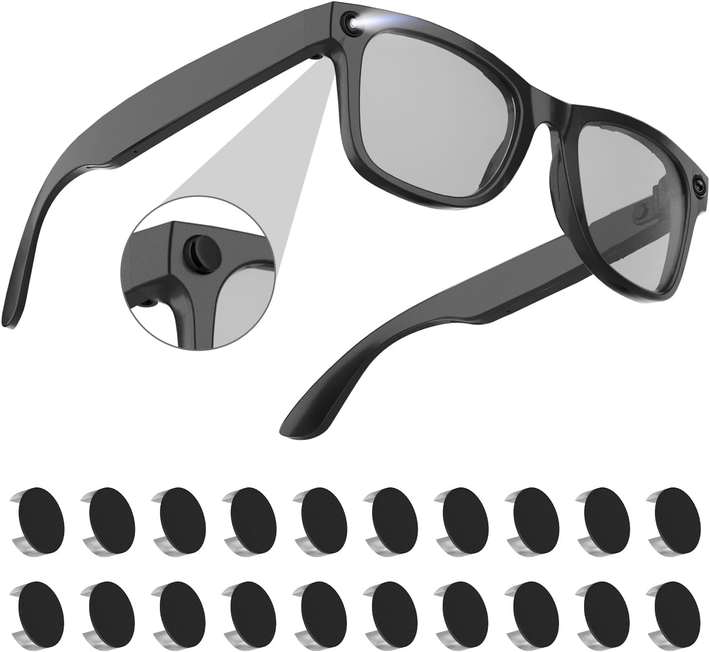 20PCS LED Light Cover Compatible with Ray-Ban Meta Smart Glasses Wayfarer Skyler Headliner Display Oakley Meta HSTN, Low-Viscosity and Replaceable LED Light Covers