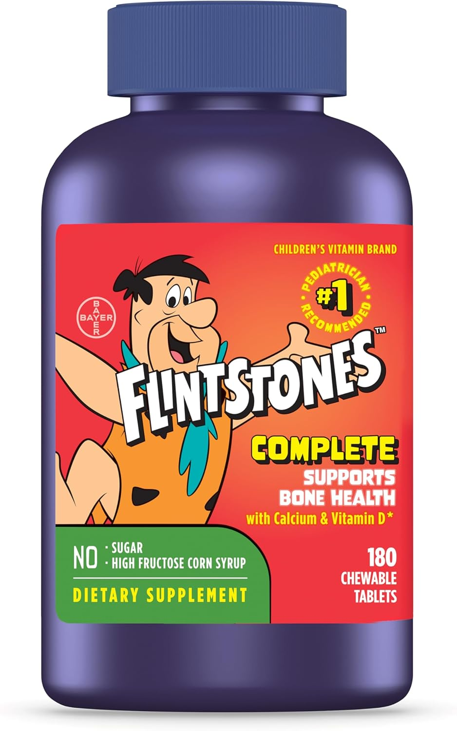 Flintstones Complete Chewable Kids Multivitamins 180 Count Iron Calcium