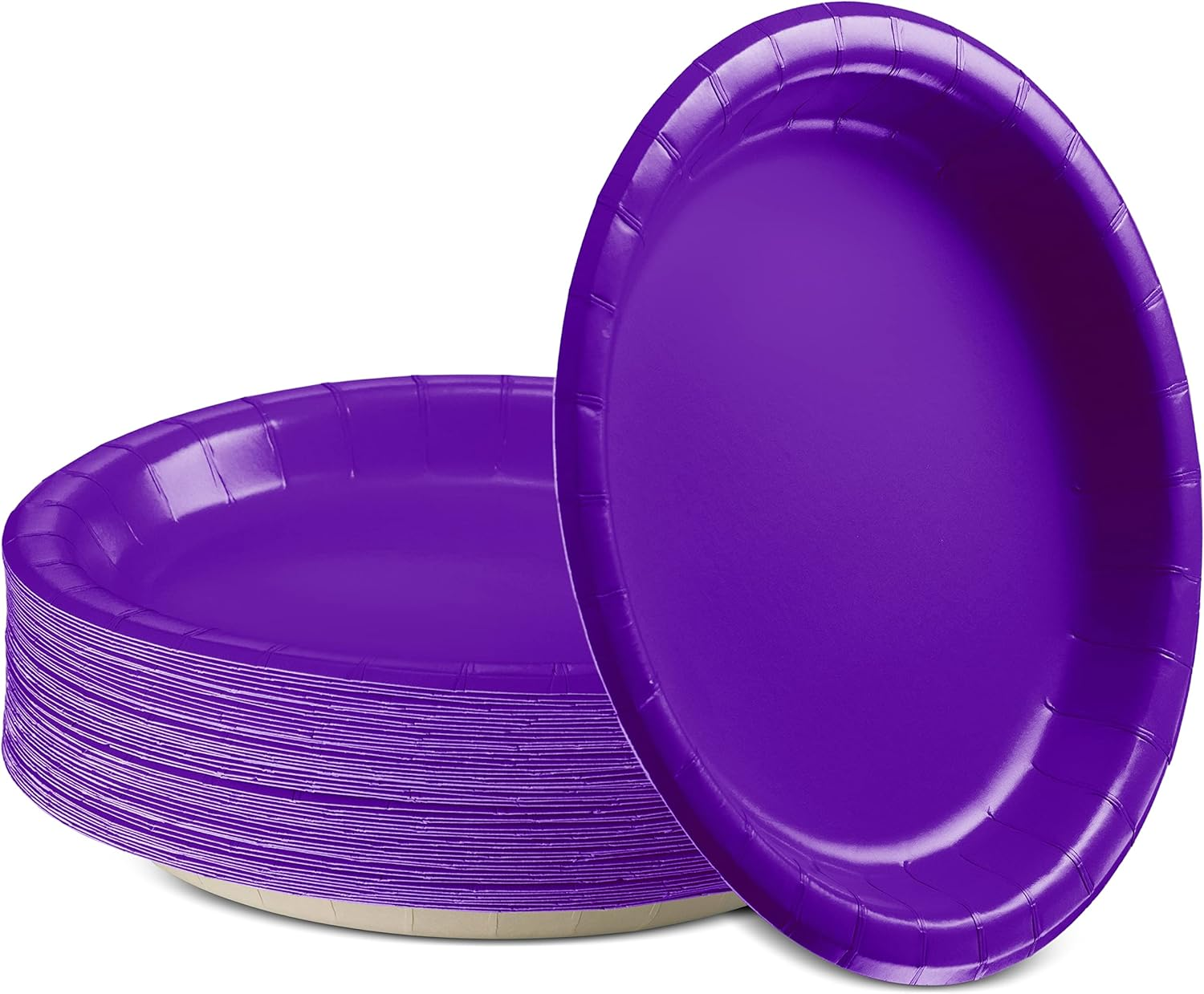 Paper Dinner Plates Purple, 8 1/2 Inches Paper Plates Disposable, Strong and Sturdy Disposable Plates for Party, Dinner, Holiday, Picnic, or Travel Party Plates, Pack of 50