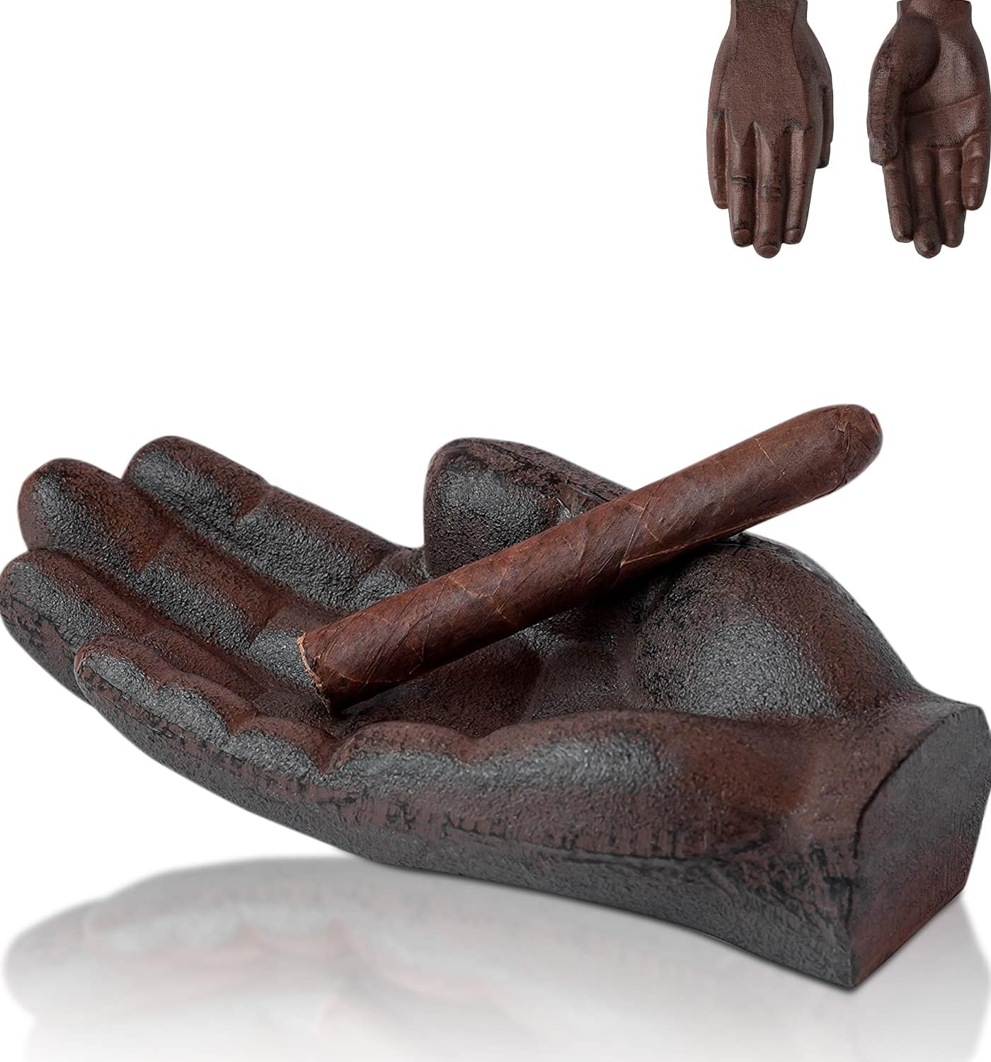 Cigar Cast Iron Ashtray - Rustic, Sophisticated, Heavy Duty Metal - Use as Decorative Tray, Paper Weight or Book End in Your Office