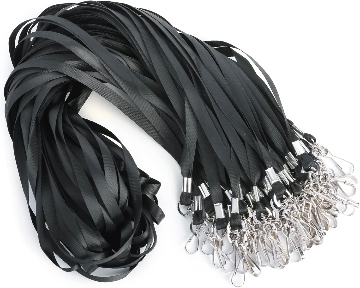 cordones negros para credenciales identificacion con gancho giratorio paquete 50