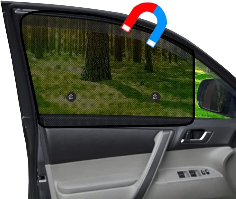 Car Window Shades Magnetic 2Pcs Universal Car Window Screen Mesh Side Window Sun Shade Automotive Window Sunshades for Driver Passenger (Front Seat 2Pcs-)