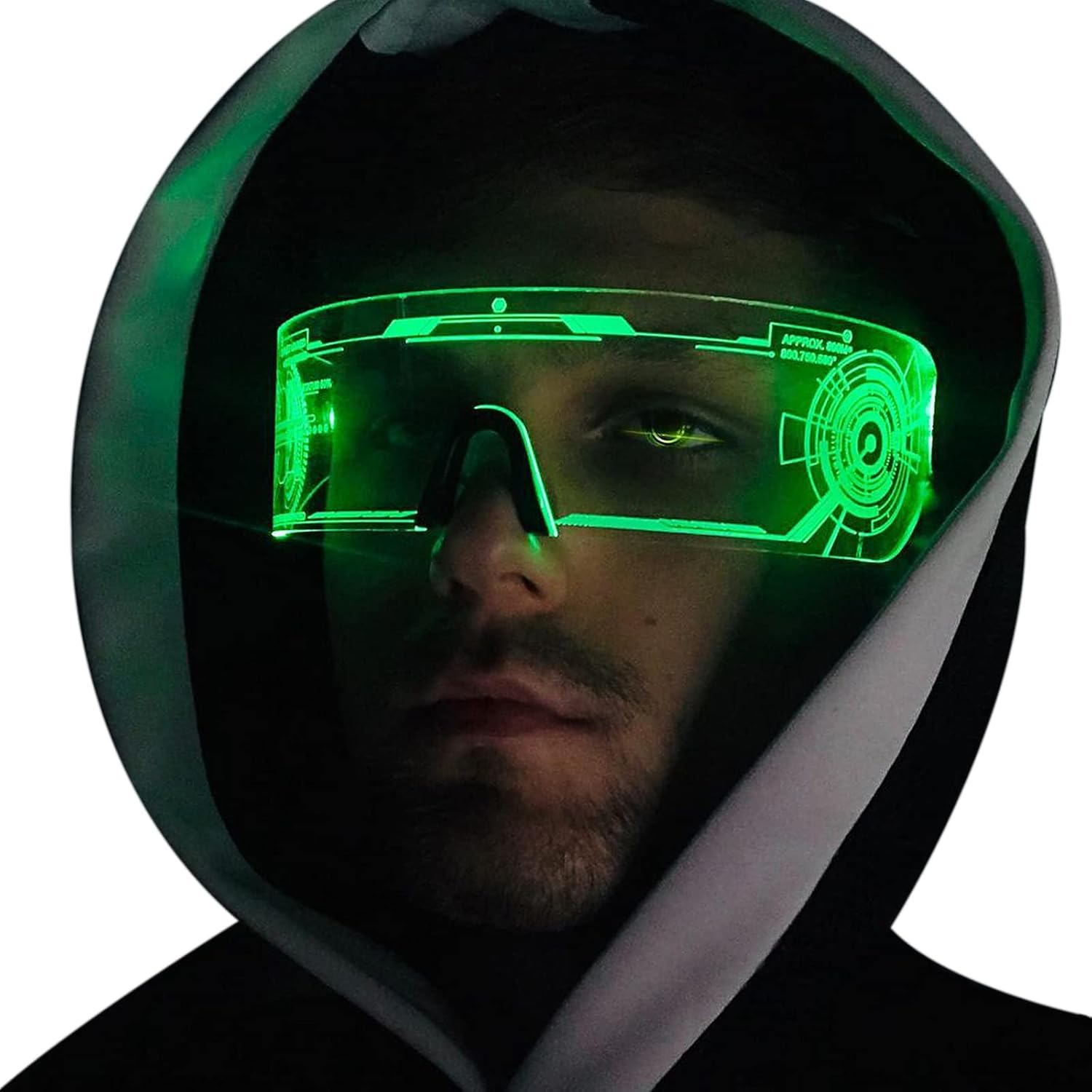 LED Light up Glasses, LED Visor, Luminous, Cyberpunk Futuristic Cosplay Glasse