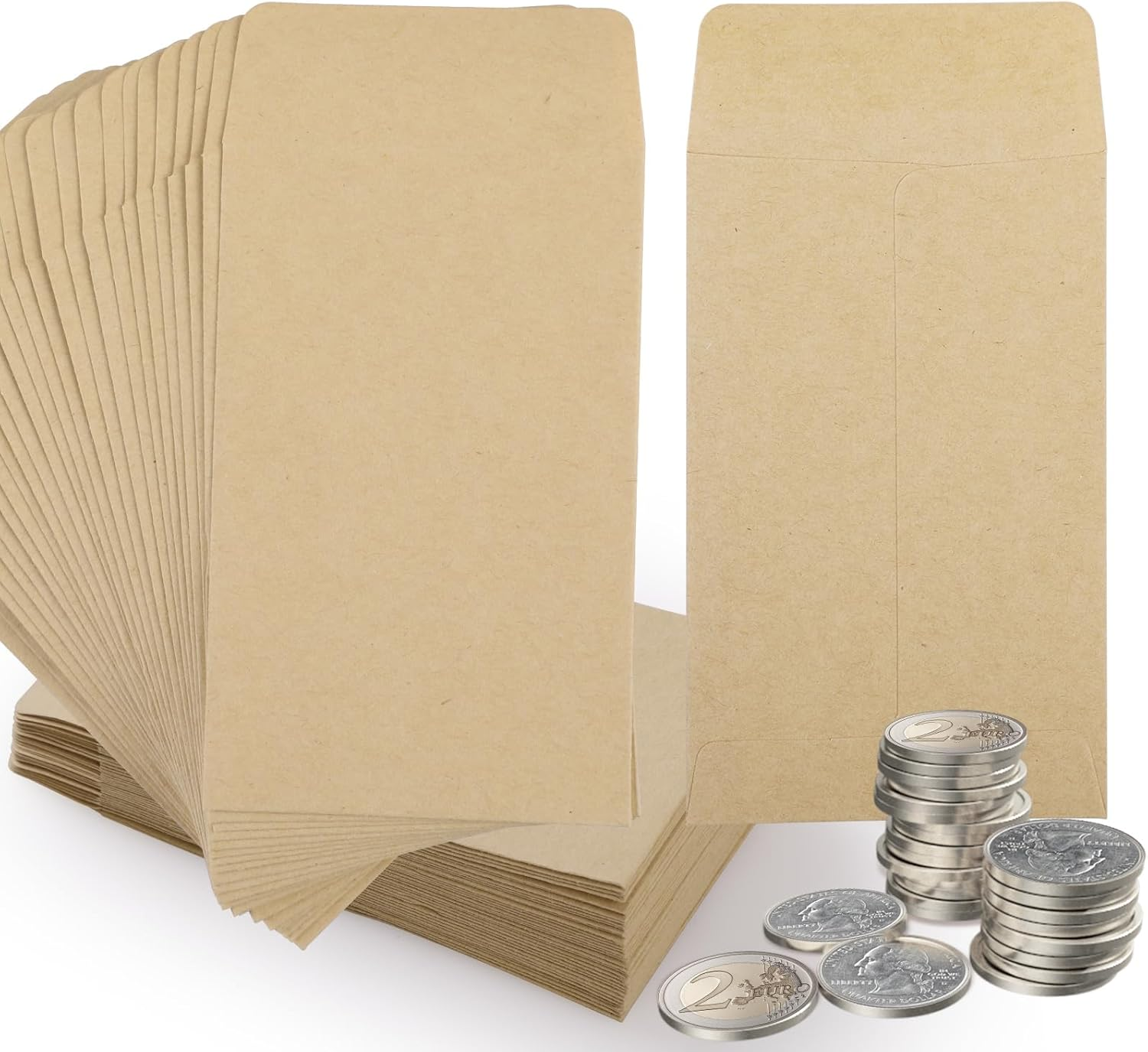 100PCS Coin Envelopes Kraft, GeeRic 2.25 x 3.5 Self-Adhesive Seed Envelopes S... - Picture 8 of 15
