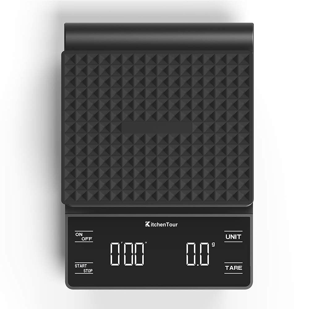 Kitchentour Coffee Scale with Timer 3Kg/0.1G High Precision Pour over Drip Espresso Scale with Back-Lit LCD Display (Batteries Included)