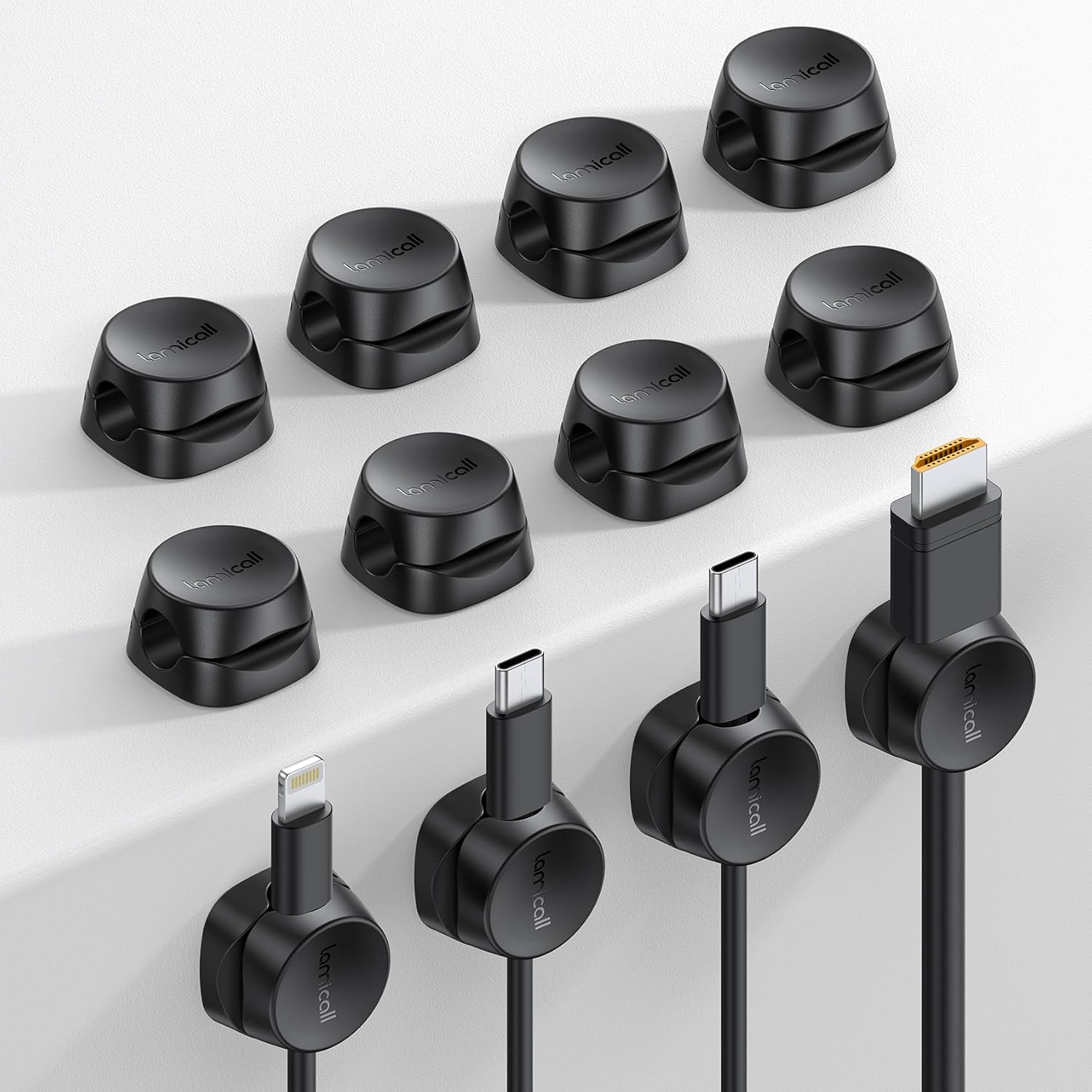 12Pack Cord Organizer Spring Clips, Office Desk Accessories -  Desk Cable Management Clips, Dorm Room Bedroom Essentials, Phone Charger Cord Holder, Wire Organizer Keeper for Nightstand