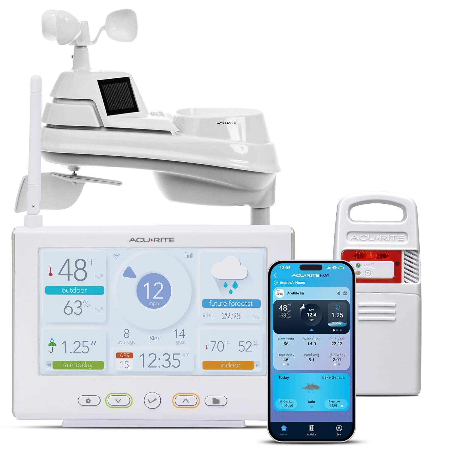 Iris Wireless Weather Station with HD Direct-To-Wi-Fi Display, Lightning Sensor, Indoor/Outdoor Temperature and Humidity, Wind Speed/Direction, Rain Gauge, and Barometer (01532M), White