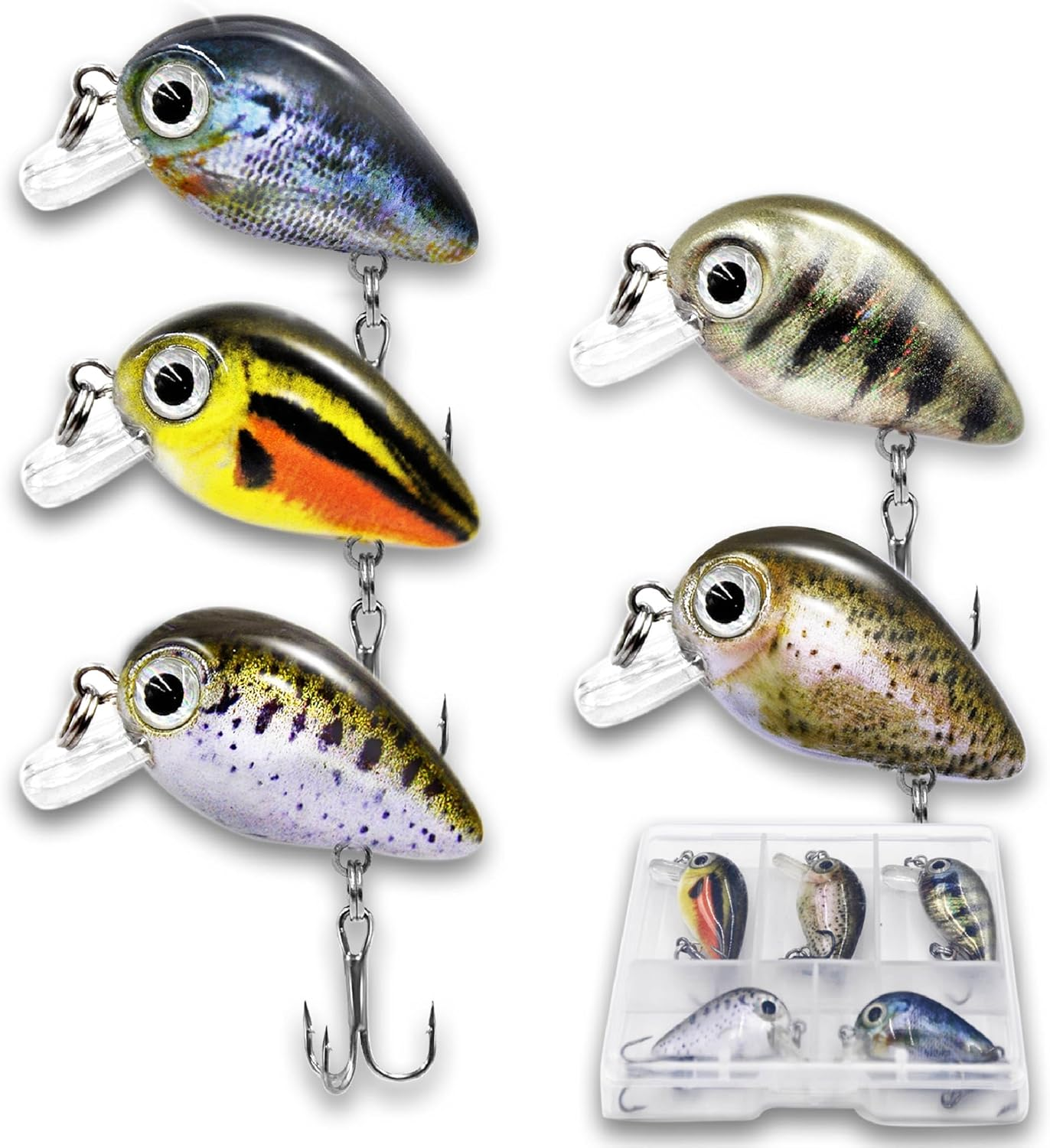 5PCS Micro Crankbait Fishing Lures Set – Mini Topwater Lures for Bass & Trout