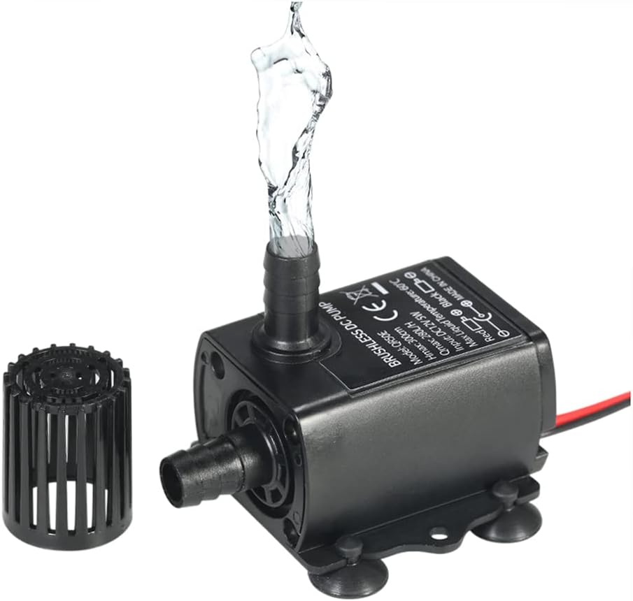Water Pump Aquarium, Submersible Water Pump, DC 12V 5W, Mini Quiet Pump for Pond Aquarium Fish Tank, 280L/H, Lift 300Cm