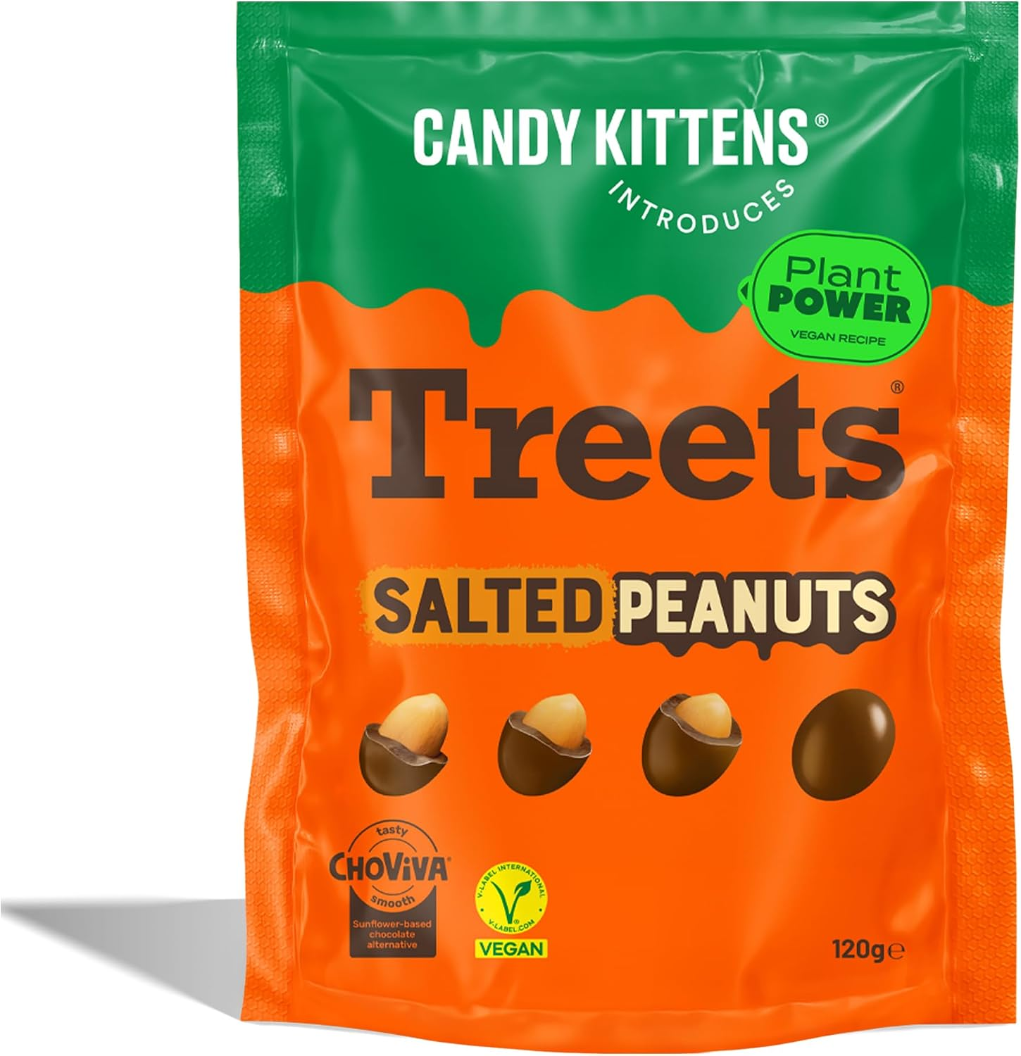 Candy Kittens Treets Salted Peanuts Vegan Chocolate Snack, 120g, 1 Pack