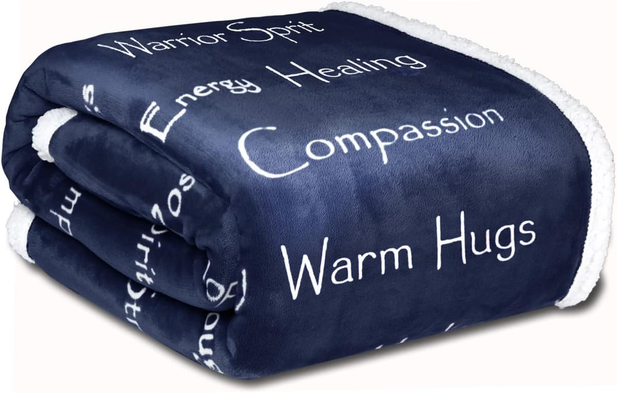 - Compassion Blanket (Brand)- Strength Courage Super Soft Warm Hugs, Get Well Gift Blanket Plush Healing Thoughts Positive Energy Love & Hope (Blue, 50 X 65 Sherpa)