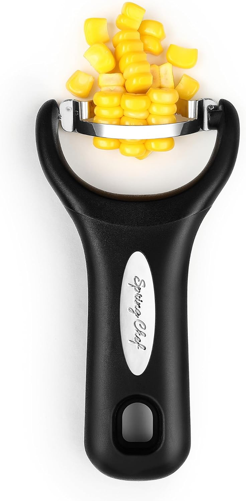 Spring Chef Stainless Steel Corn Peeler – Corn on the Cob Stripper Tool – Durable & Efficient Kernel Remover Tool – Easy to Use Kernel Cutter - Dishwasher Safe Kitchen Gadget - Black