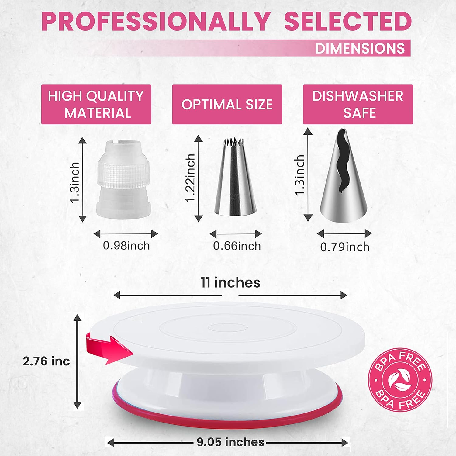 RFAQK 200 PCs Cake Decorating Supplies Kit for Beginners -1 Cake Turntable St... - Picture 8 of 14