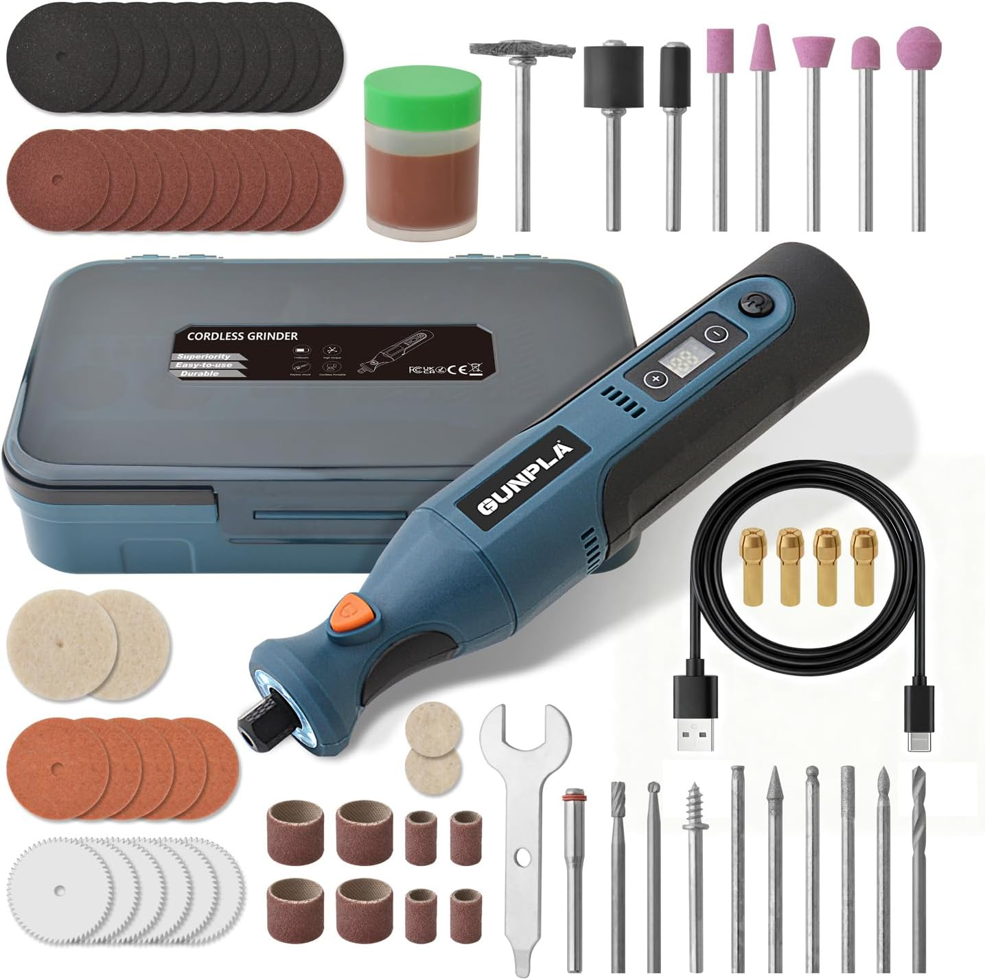 Cordless Rotary Tool Kit,12 Speeds, 25000 PRM, Cordless Rotary Tool 66 Pcs Accessories Ring Light for Carving, Cutting, Drilling, Engraving, Sanding, Polishing and DIY Creations