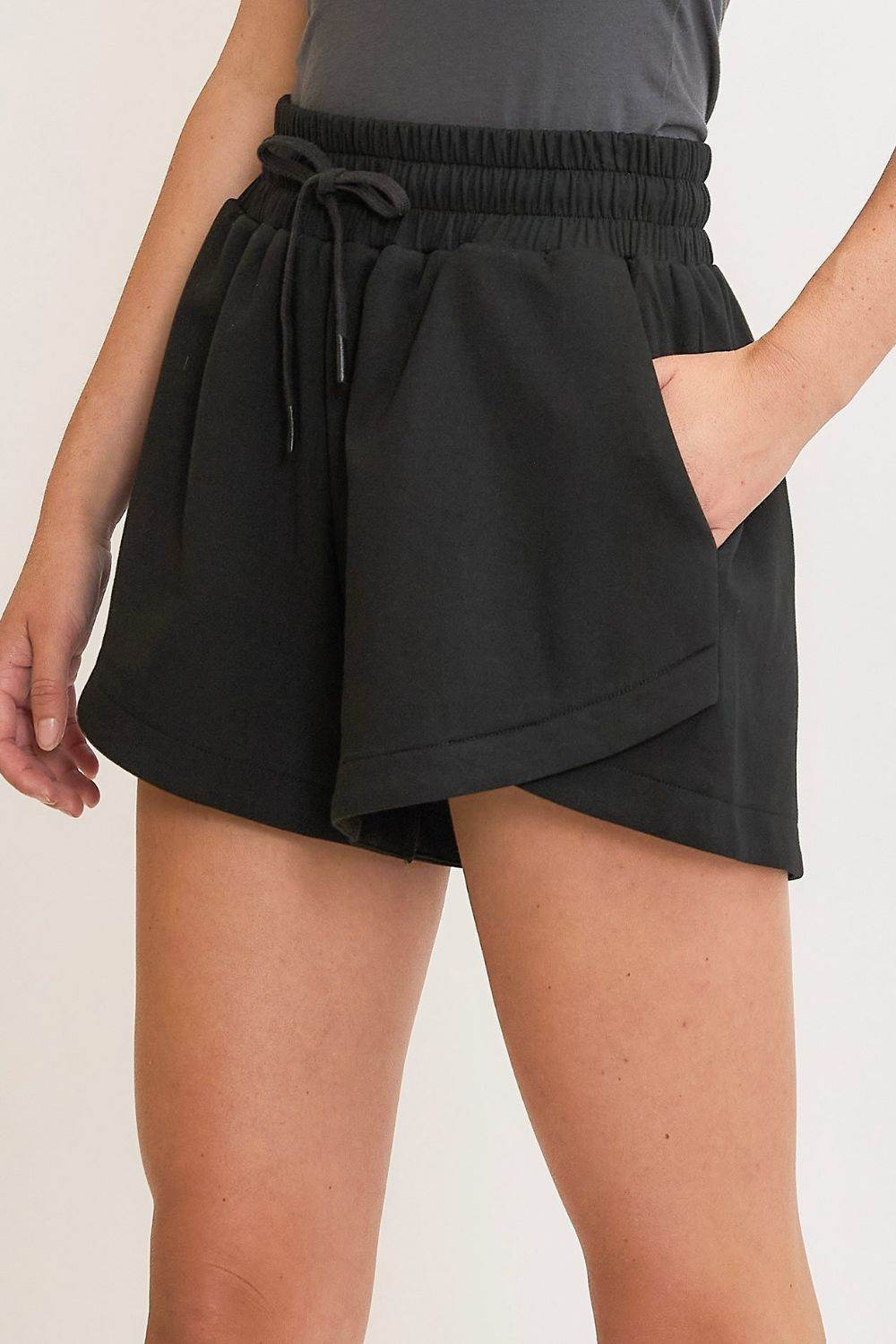 Umgee Full Size Drawstring Sweatshorts with Pockets plus Size