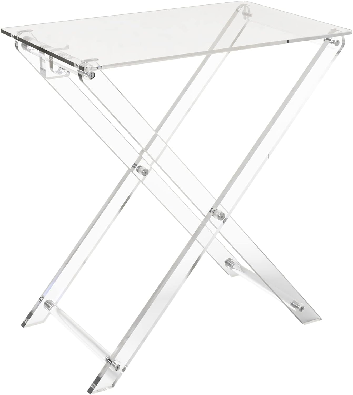 TV Tray Acrylic Folding TV Tray Table Foldable Furniture Modern Small Desk Space Saving Side Table for Living Room, Bed Room, Kitchen Serving Table Snack Eating Tables Easy Assembly