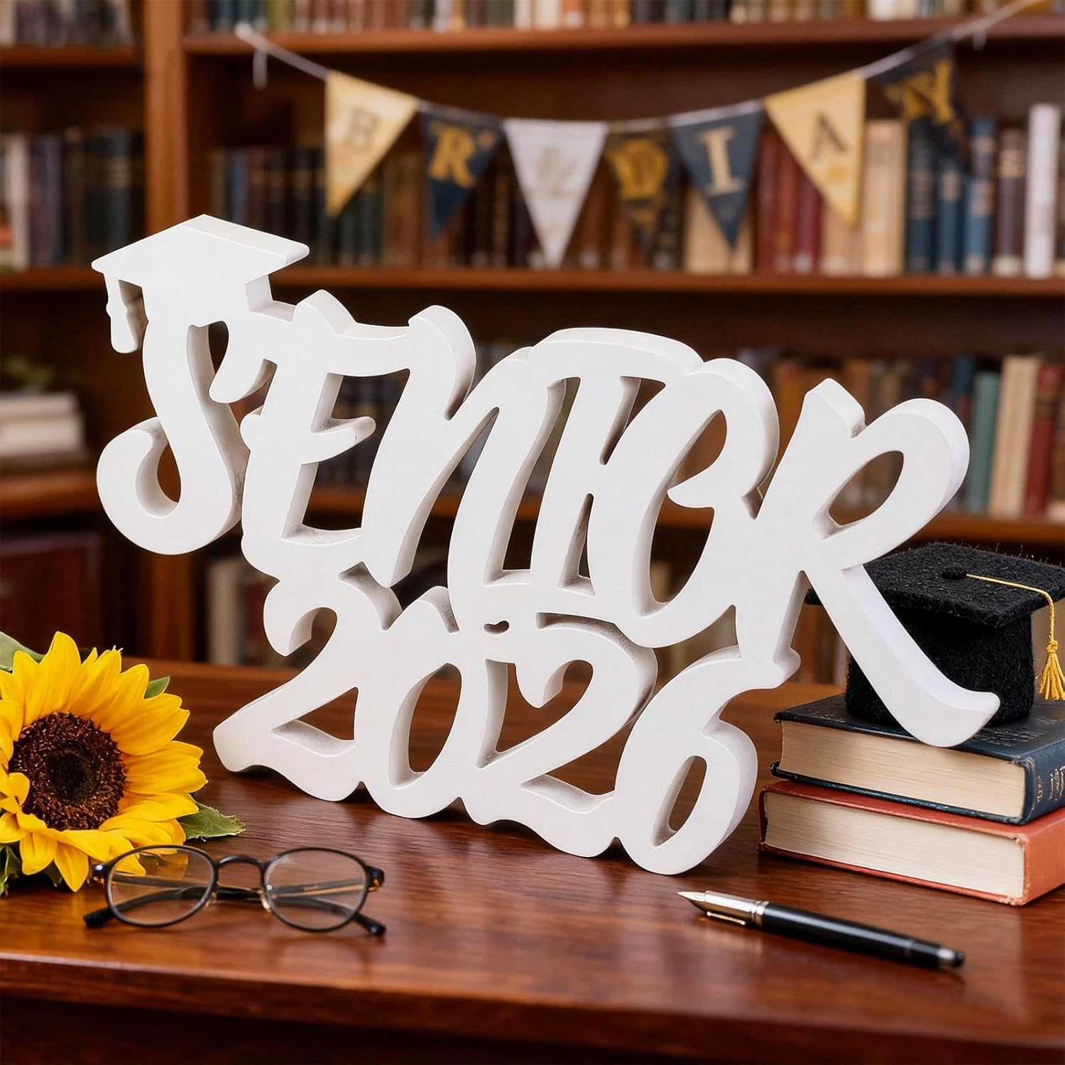 Senior 2026 Sign Graduation Decorations Class of 2026 Photo Booth Props for Photoshoot, Graduation Table Centerpieces Senior 2026 Letter Sign for Grad Party Supplies