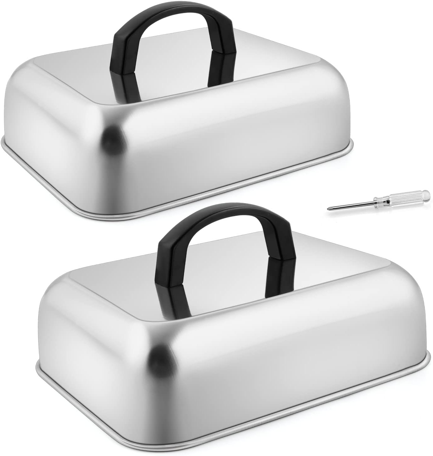 HaSteeL Cheese Melting Dome Set of 2, Stainless Steel Rectangular 9x7 Inch...