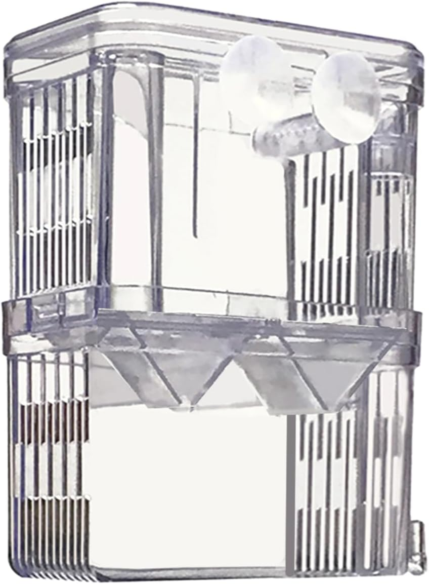 In-Tank Aquarium Breeder Box for Fish Tank, Breeding Incubator for Small Fish Hatchery, Acrylic Divider for Shrimp Clownfish Aggressive and Injured Fish, Can Connect Air Pump (Small)