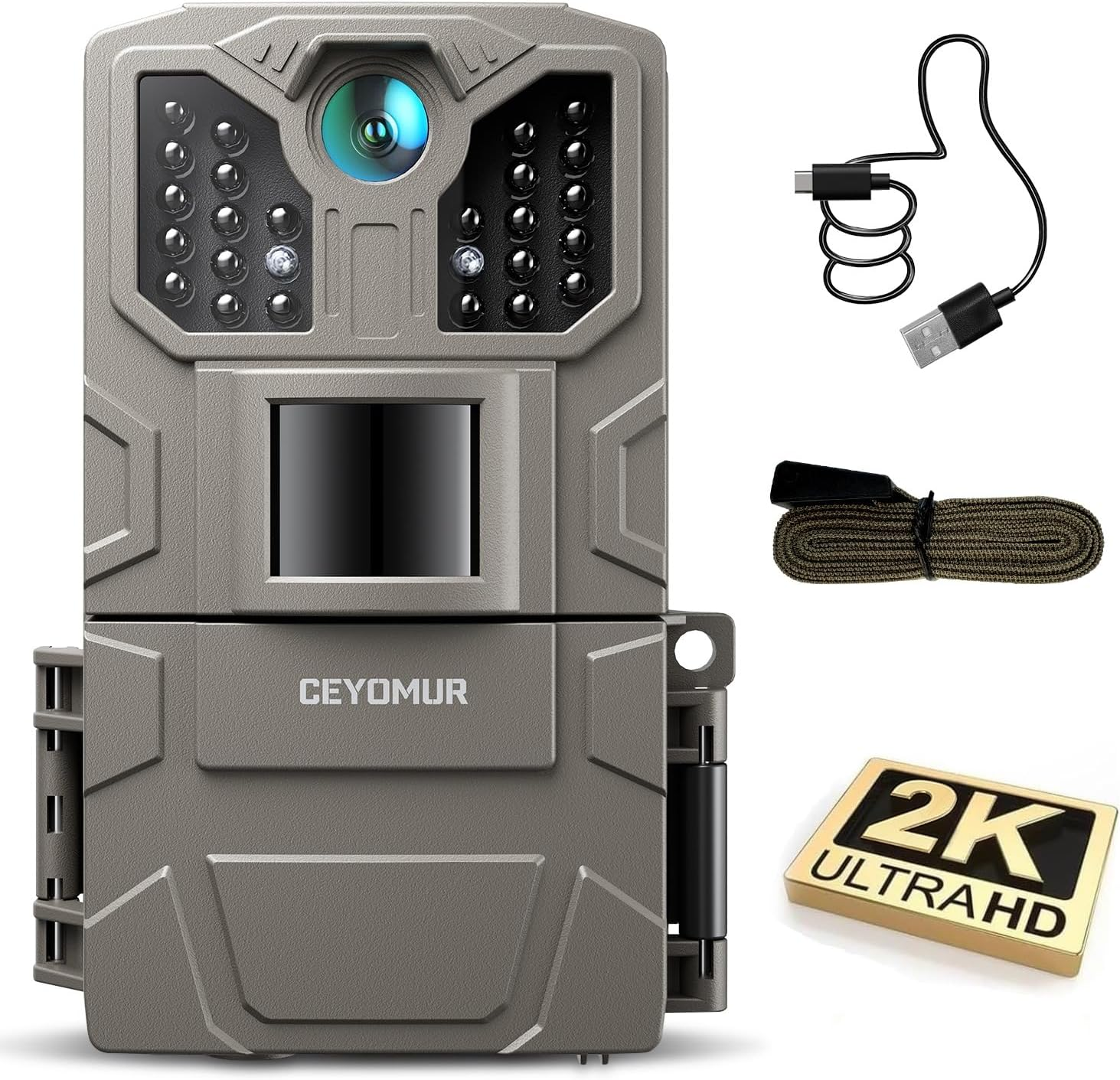CEYOMUR Trail Camera, 36MP HD Trail Cam with 850Nm IR Leds Night Vision Motion Activated, Video Game Camera with 2.0