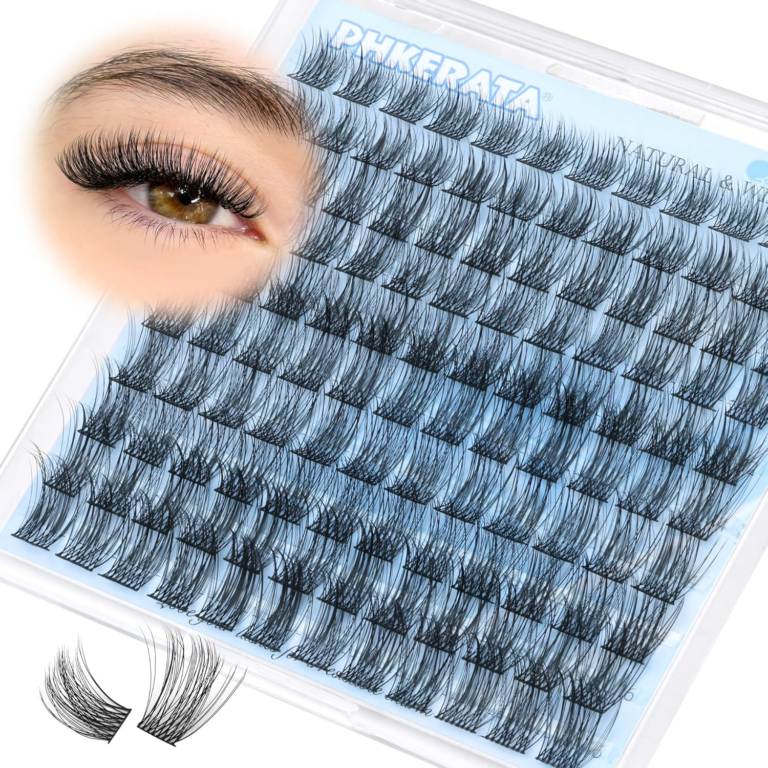 Natural Lash Clusters Eyelash Extensions Wispy Individual Lashes 120 Pcs Eyelash Clusters 10-16 Mm Mix Length DIY C Curvature Lashes Clusters, Soft and Lightweight