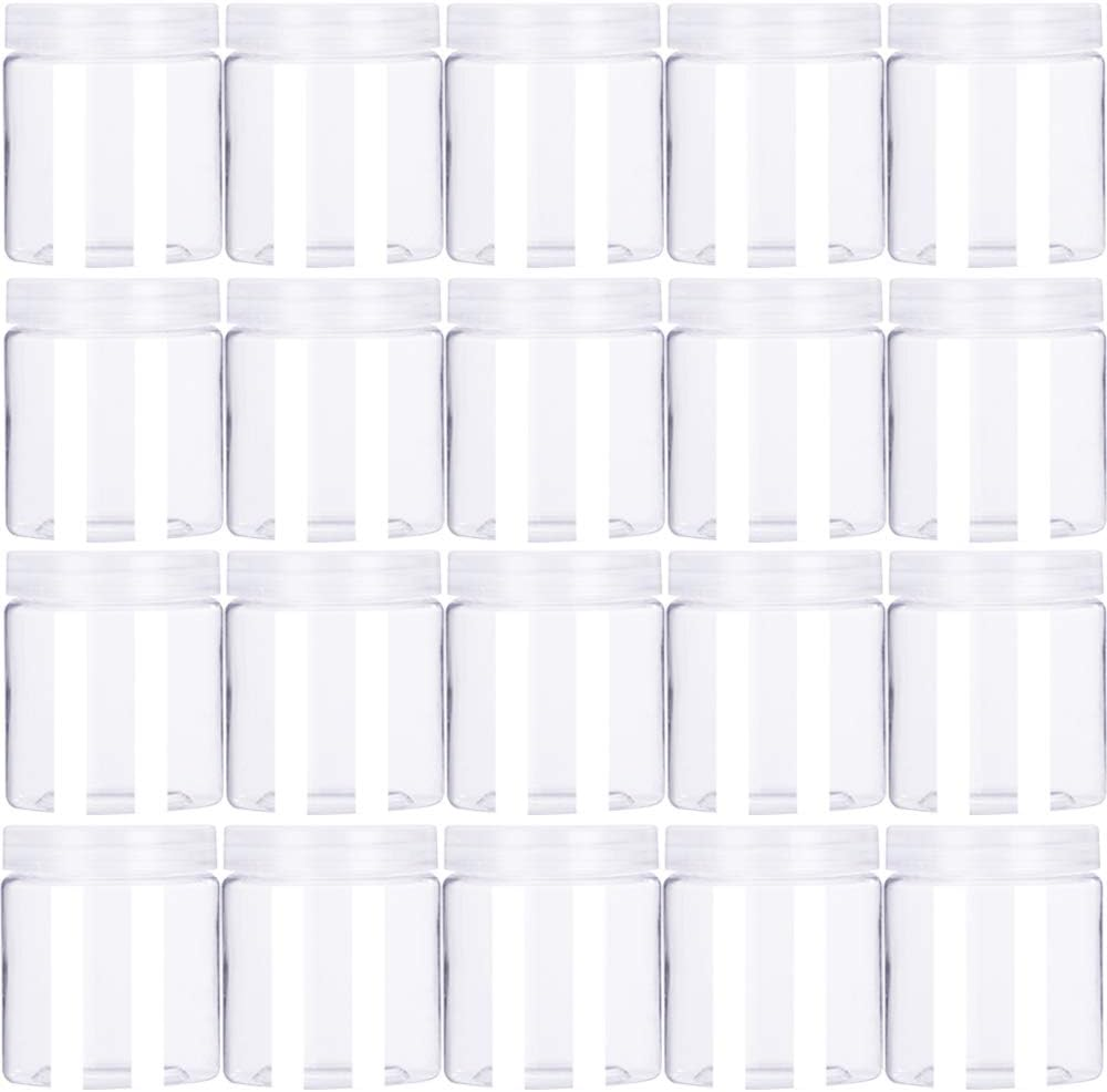 20 Pack 4Oz/120Ml round Plastic Jars with Lids Empty Clear Slime Containers,Wide-Mouth Refillable Storage Containers for Cosmetics,Lotion,Food Storage
