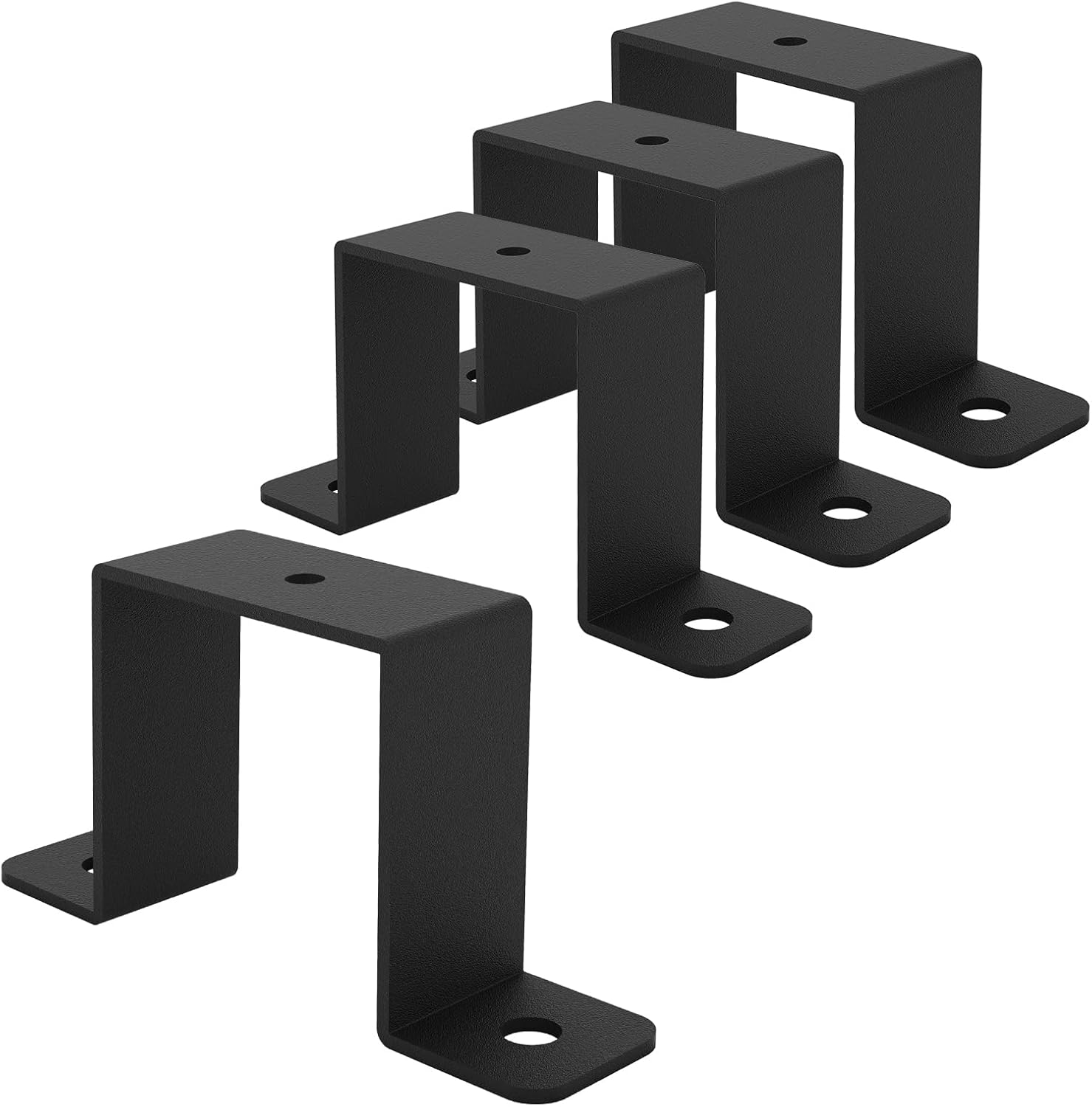 4Pcs 2x2 Square Tube U Clamp Bracket Strap Deck Fence Post Mount Black Metal