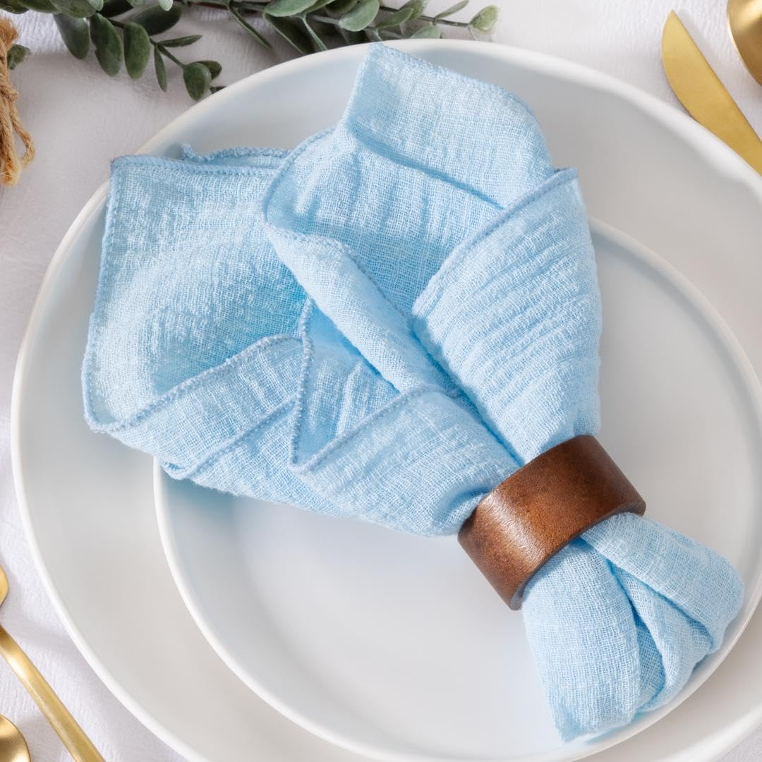 Light Blue Cloth Napkins Set of 6 Linen Sky Dinner Napkins Cloth Bulk Washabl...