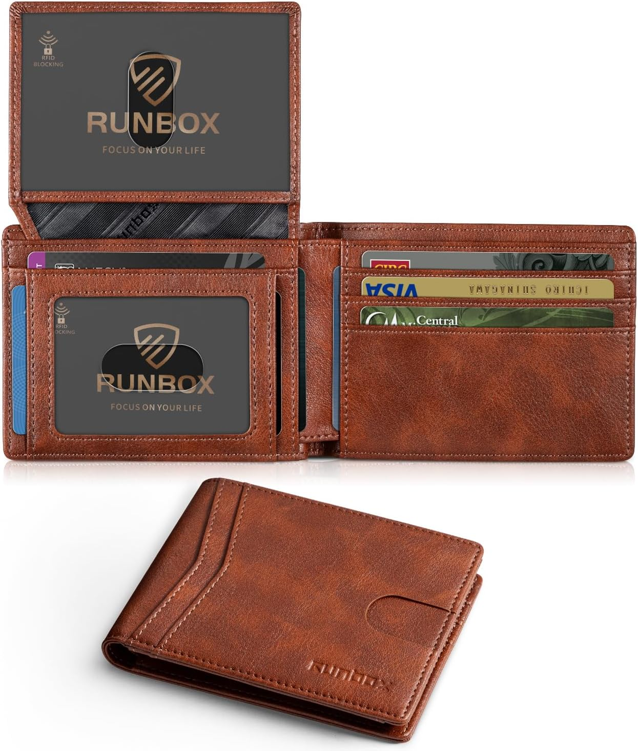 Wallet for Men Slim Rfid Leather 2 ID Window With Gift Box | Slim, Rfid, 2 ID Window, With Gift Box, Slim, Rfid