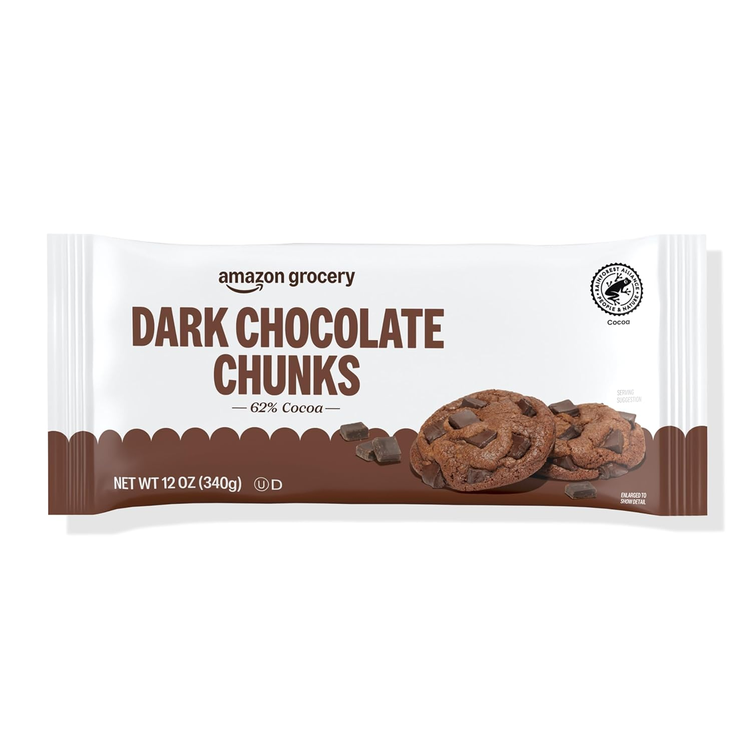 , Dark Chocolate Chunks, 12 Oz (Previously Amazon Fresh, Packaging May Vary)