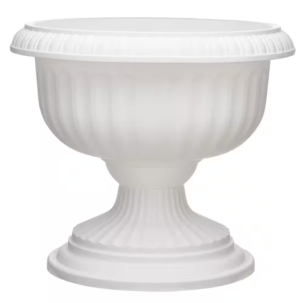 Dynamic Design 18 In. White Outdoor Resin Grecian Urn Planter Pot