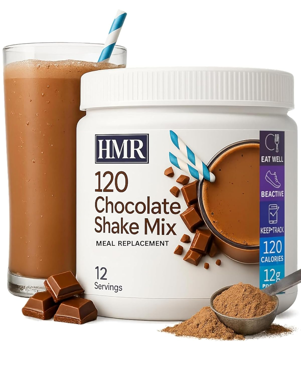 120 Chocolate Shake Meal Replacement Powder | Chocolate Shake Mix to Support Healthy Weight Loss | 12G of Protein | Nutritional Drink | Low Calorie Food | 12 Servings