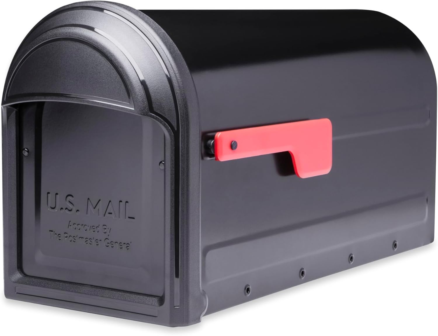 Barrington™ Heavy Duty Steel Metal Post Mounted Mail Box for Outside, Black, Large Curbside Mailbox with Magnetic Latch