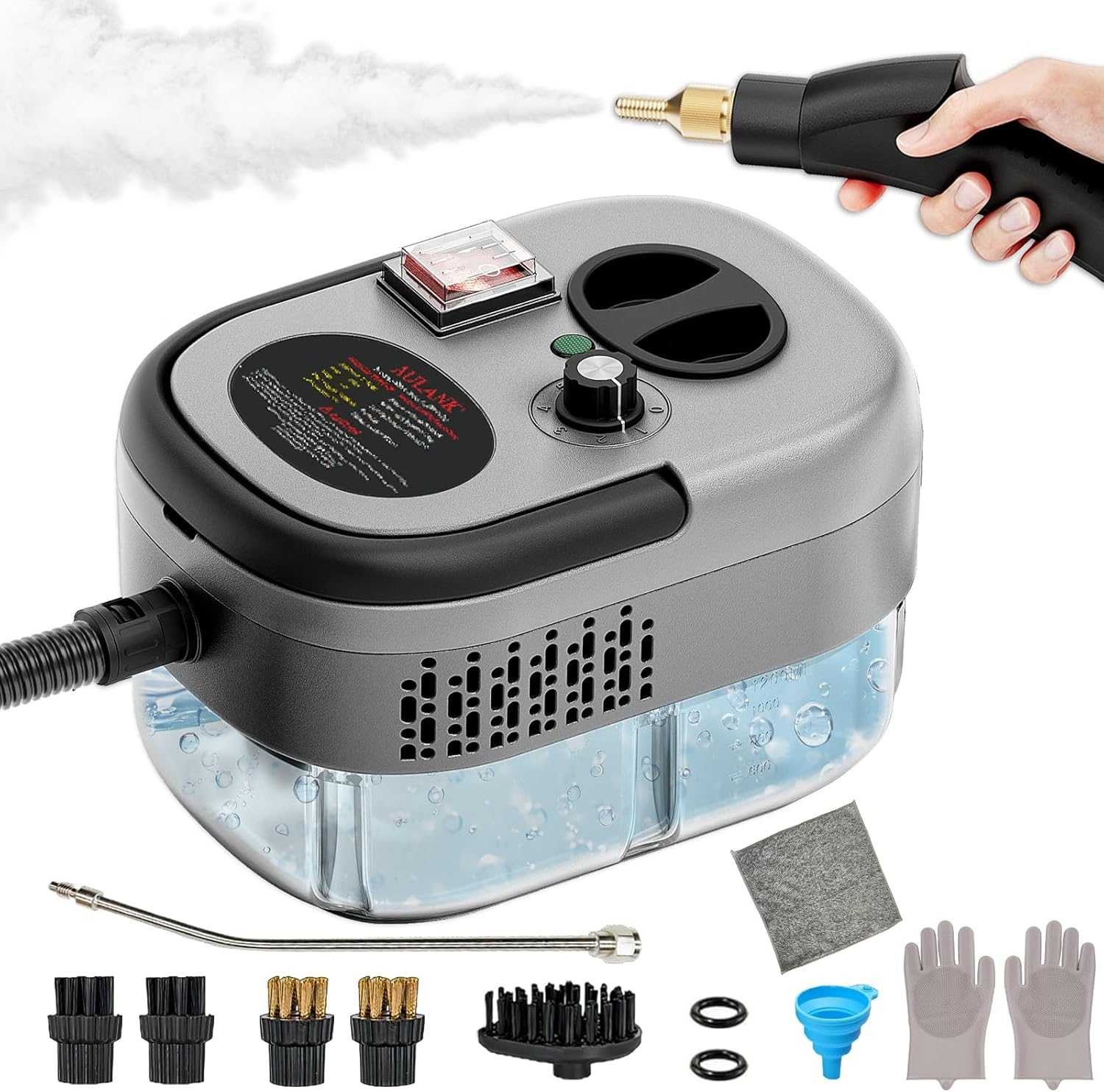 2500W Handheld Steam Cleaner,Portable Car Steamer for Auto Detailing,High-Temperature and Pressure Steam Cleaner for Home, Steam Cleaning Machine for Furniture,Kitchen,Grout,Floor,Tile (Gray)