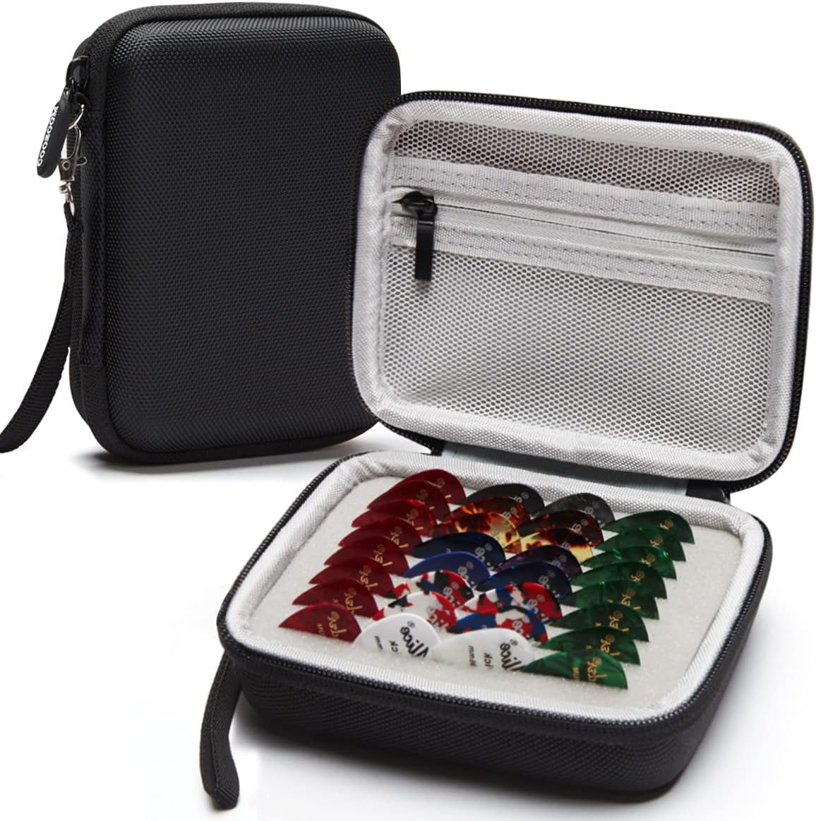 Guitar Pick Holder Case Compatible for Fender, ChromaCast, , JIM DUNLOP, Bolopick, UNLP MUSICAL INSTRUMENT Guitar Accessories, All Size Picks Storage Pouch Box-Bag Black