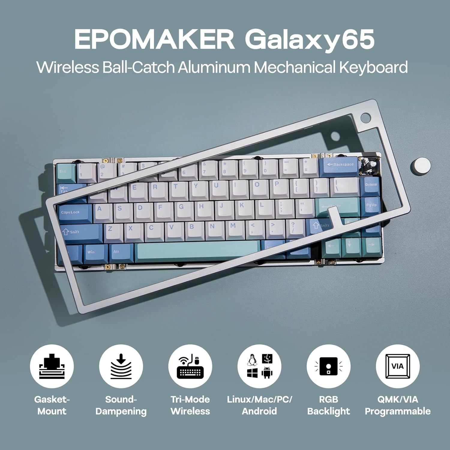 EPOMAKER Galaxy65 Wireless QMK/VIA Mechanical Keyboard, Ball-Catch Anodized A... - Picture 3 of 14