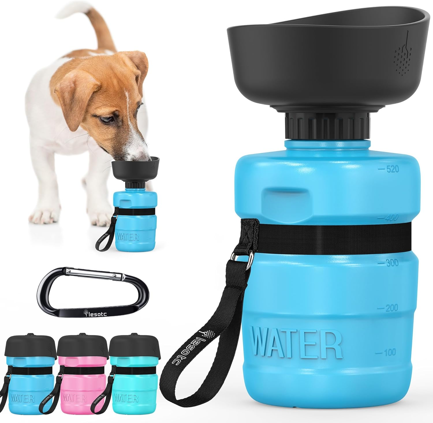 520Ml Hundetrinkflasche Für Unterwegs, Faltbare Hund Auslaufsicher Wasserflasche, Hunde Wasserspender Für Täglich Spazieren Gehen Reisen Campen, Blau