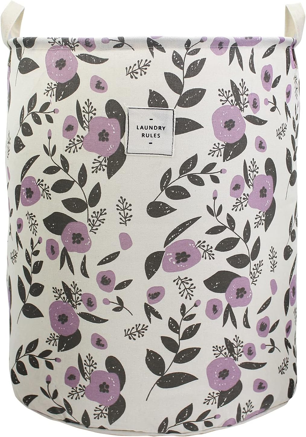 Floral Collapsible Laundry Basket for Kids - Waterproof Storage Bin (Purple)